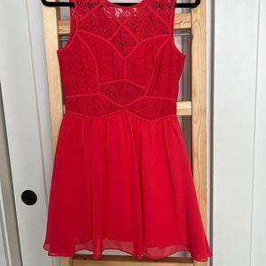 BCBGeneration Coral Silk and Lace Mini Dress (Size 4)